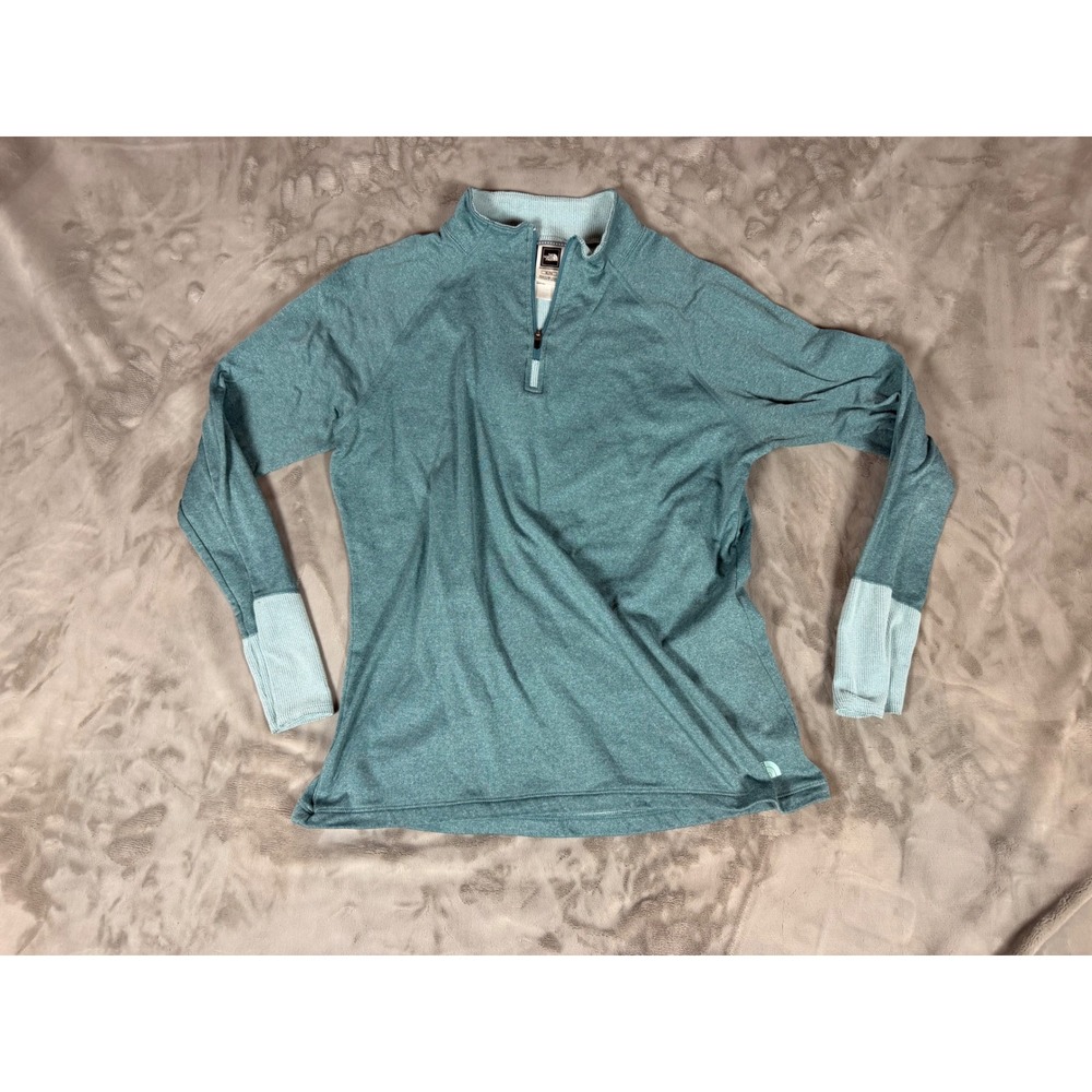 The North Face Womens XL VaporWick Quarter Zip Pullover Heathered Teal Blue